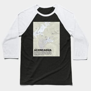 Summit Solitude: Aconcagua Elevation Map Baseball T-Shirt